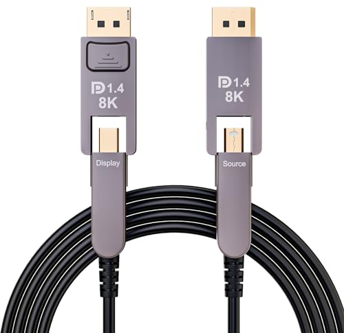 CHENLENIC Displayport 8K Fibre Optic Cable Displayport 1.4 to Mini DP Fibre Optic Cable, Thunderbolt 2 Compatible, for MacBook Pro/Air suface pro (T0206-10M)