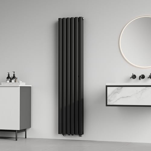 [neu.haus] Termosifone da Parete Radiatore Design Riscaldamento ad Acqua Calda Termoarredo a Pannello Doppio con Elementi Tubolari 160 x 36 cm - Nero