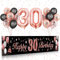30 Geburtstag Deko Roségold Schwarz,BTZO 30 Geburtstag Banner Frauen,30 Geburtstag Hintergrund Banner für 30 Frauen und Männer Geburtstagsfeier Deko