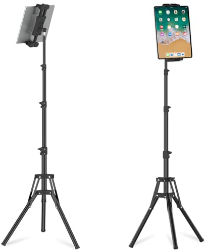 Supporto Treppiede Tablet, Cenawin 152cm Supporto Pavimento per iPad Regolabile in Altezza, Supporto Pavimento per iPad Girevole a 360° Tablet Treppiede per iPad Pro Air Mini 4,7-13,5 Telefono Tablet
