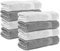 Komfortec 8er Handtücher 50x100 cm Set aus 100% Baumwolle, Frottee, Weich, Silber/Weiß