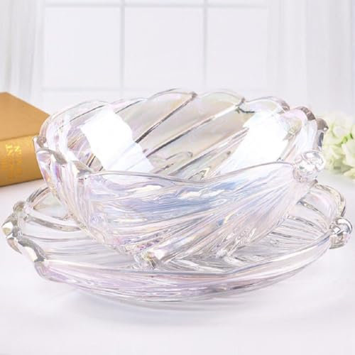 JUNYFFF Corbeille À Fruits en Bol Décoratif, Diamètre 31/27Cm, Verre en Cristal Coupe De Fruits Ménage Maison Créative Table Basse Pot De Bonbons Salon Moderne Maison Créative, 2Pcs,Blanc