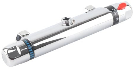 Messing-Thermostat-Duschventil, Zuverlässige Temperaturregelung, Badezimmersicherheit, Silber, 3 4 Zoll (Düse nach oben)