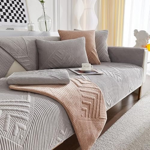 YWQJL sofabezug U Form eck L Form,Sofa überzug Geeignet für 3/4/2/1Sitzplätze Couch überzug Rutschfester Sofa Cover Schutz vor Kratzern für Katzen und Hunde sofadecke(B-6,90x180cm)