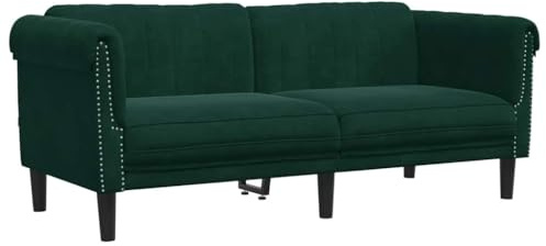 vidaXL Sofa, Polstersofa 2-Sitzer mit Stützbeinen, Zweisitzer Loungesofa Designsofa für Wohnzimmer, Couch Wohnzimmersofa, Dunkelgrün Samt