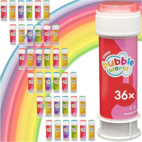 Conipa® 36 Stück Seifenblasen Kinder Mitgebsel für Kindergeburtstag, Hochzeit & Standesamt (je 60ml) - Give Aways & Gast-Geschenke Luftblasen Großpackung (Mitbringsel) - Soap Bubbles Set