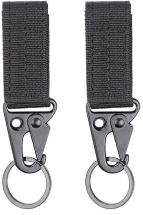 Dream Aurora 2Pcs Tactical Hanging Belt Clip Carabiner Buckle Molle Strap Nylon Snap Hook Clip Keychain Keyholder Ring Tactical Backpack Molle Clip for Climbing Hiking Outdoor