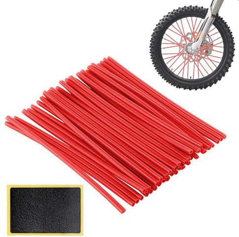 72 Piezas Reflectores de Radios de Bicicleta, Pegatinas Bicicleta, Reflectores de Radios de Visibilidad, Reflectante para Rueda de Alta Visibilidad, Radios de Bicicleta Reflectantes, Rojo