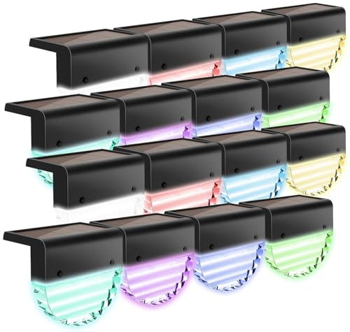 Lunartec Zaunbeleuchtung Solar: 16er-Set Solarlampen für Treppen-/Zaun-Beleuchtung, RGBW-LEDs, 2 Modi (Solar Gartenzaun Beleuchtung, Solar-LED-Zaunleuchte)