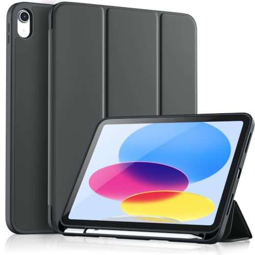 Vobafe Custodia per Cover iPad A16 11 Generazione/iPad 10 Generazione(10,9/11 Pollici, 2022/2025 Modello), Retro in TPU Flessibile con Portapenna, Auto Svegliati/Sonno, Grigio Spazio