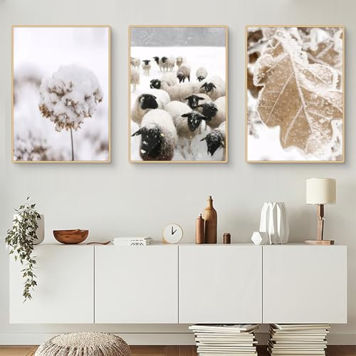 Viusneun 3er Poster Set, Aesthetic Winter Wandbilder Premium Leinwandbilder Ohne Rahmen Wandposter für Wohnzimmer Schlafzimmer (40 x 50 cm)