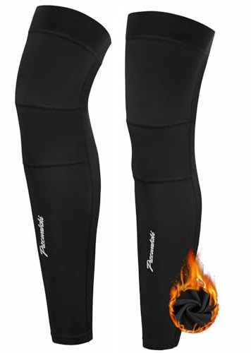 Przewalski Cycling Leg Warmers Fleece Lined Thermal Long Leg Sleeves Biking Bicycle Leg Warmers, Black, Medium
