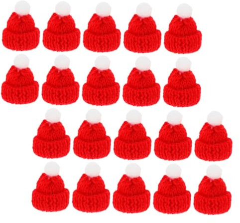 Toyvian 20 Stück Rote Mini Strickmütze Mini Hüte Zum Basteln Hüte Stoff StrickmüTzen füR DIY Projekte Und Festliche Handwerksarbeiten Weihnachtsfeiern