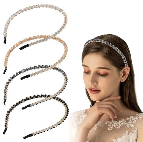 4 Serre têtes Scintillants pour Femmes, Accessoire de Cheveux de Luxe, Serre Tete Femme Chic, Serre Tete Fille, Idéal pour la Danse, les Fêtes, les Tenues Quotidiennes, le Travail