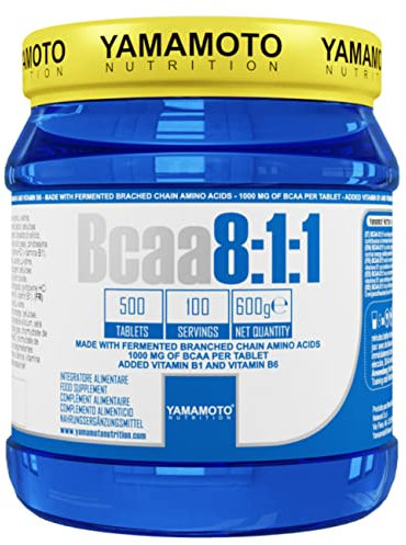Yamamotò Bcaa 8:1:1 500 compresse + vitamina B1 e B6 - aminoacidi ramificati 811. Senza Glutine, Senza Lattosio