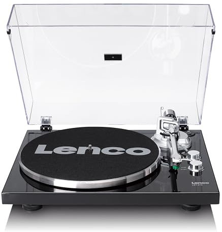 Lenco LBT-215BK - Platine vinyle avec Bluetooth® et platine en métal, bras de lecture et contrepoids - Couleur exclusive Piano Black