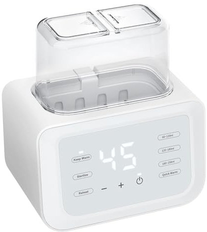 Doppel-Flaschenwärmer 10-in-1, Sterilisator für Babyflaschen, 500 W, schnelles Aufheizen in 3 Min., Enteiser, Muttermilchwärmer/Formel für Babys, präzise Temperaturregelung