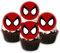 Red Spider Edible Cupcake Toppers – Spider-Web Design Cake Decorations for Birthdays, Comic Hero Party, Kids Superhero Mask For Baking 24 x 1.5 Inch/4cm Discs (PRECUT)