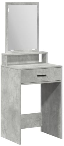 vidaXL Tavolo Vanity Grigio Contemporaneo con Specchio Ampio Spazio MDF Vanity Design Multi Funzionale Perfetto per Camera da Letto Scrivania per Trucco Furniture Organiser Consolle