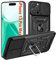 Case Compatible with iPhone 13 Pro Max with 360° Metal Kickstand, Heavy Duty Case with Slide Camera Cover Shockproof Protection (Military Standard) Phone Cover, Black (No Screen Protector Film)