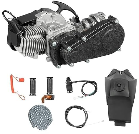 LKHDONG 50ccm Motor 49ccm 2-Takt Pocket Bike Motor mit Vergaser, Mini Cross Engine ATV Quad Dirtbike Motoren Seilzugstart Einzelzylinder