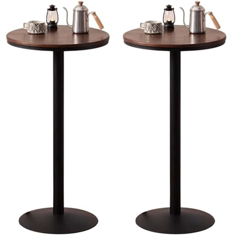 Runder Bartisch, Theke Bistro Pub Tische 60CM Holzplatte für Cocktail Kaffee Tee Essen Indoor Outdoor Metalltische (105CM Höhe)