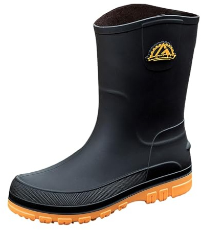 Bottes de pluie pour homme - Tige large - En caoutchouc - Légères - Bottes de randonnée - Chaussures de trekking - Chaussures de travail - Chaussures de jardin - Imperméables - Antidérapantes, jaune