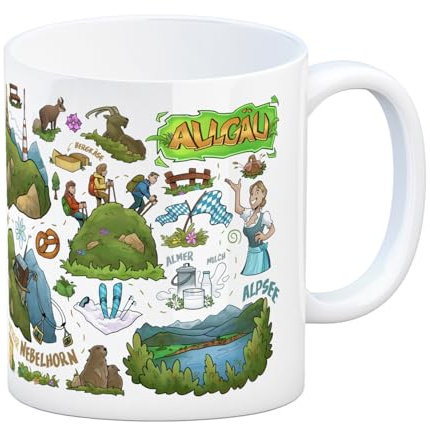 Allgäu Pop Art Comic Kaffeebecher mit lustigem Spruch für Büro und Alltag