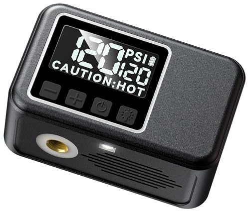 Ecliptron Tiny Pompe à vélo électrique avec manomètre, Pression maximale, arrêt Automatique et valves Presta et Schrader pour vélos électriques, VTT, vélos de Route, etc. (modulaire)