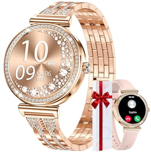 CIVO Smartwatch Damen Fitness Uhren: Wasserdicht Sport Fitnessuhr mit Telefonfunktion Kompatibel Android iOS - Tracker Schrittzähler Roségold für Frauen Sport & Gesundheit