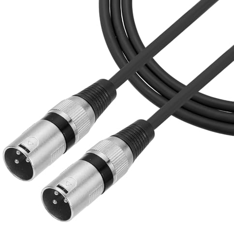 sourcing map 5m/16ft 3 Pin XLR Male to Male Mic Cable XLR Audio Professional Adapter Microphone Cables for Stage Studio PA Systems, Black