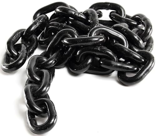 Alfa Logistik Stahlkette Meterware 10mm, 3m Länge - Metallkette Schwarz - Eisenkette Kohlenstoffstahl - Meterware Kette Schwarz - Ankerkette, Wäschekette, Schwenkkette, Güteklasse 8