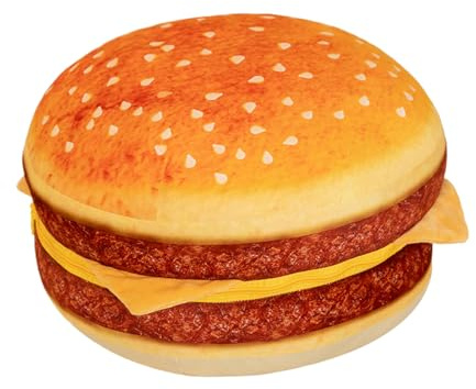 Generisch Burger Kissen,Weiches Kuscheliges Kissen | 40 Zentimeter x 40 Zentimeter Hamburger Plüschkissen,Für Und Freunde Zuhause Schlafzimmer Couch Sofa Dekoration Für Weihnachten Und Geburtstag