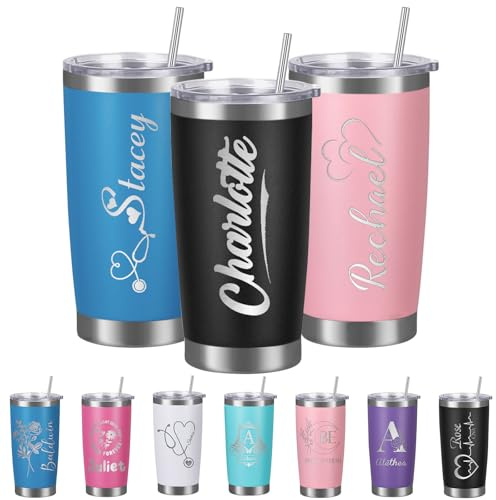 Busparst Bicchiere Termico Personalizzato da 590 ml con Incisione Laser del Nome - Tazza da Viaggio Personalizzabile in Acciaio Inossidabile, a Doppia Parete Isolata per Bevande Calde/Fredde