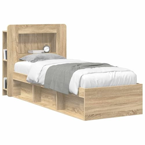 vidaXL Kopfteil-Schrank mit Speicher Sonoma-Eiche Holzwerkstoff, Organisationsschrank fürs Schlafzimmer, vielseitiger Kopfhörer, stylische Ergänzung, haltbare Aufbewahrung