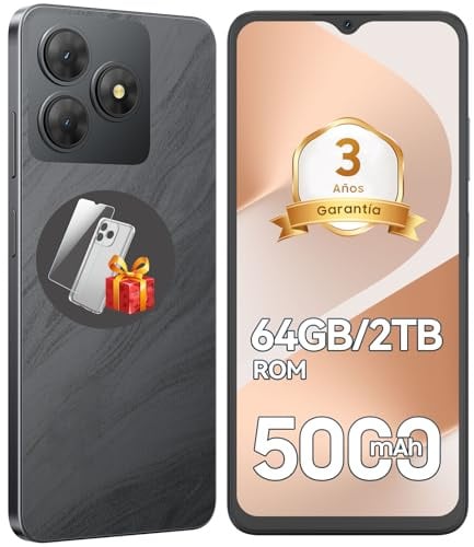 Smartphone Offerta Android, Batteria 5000mAh Telefono Cellulare, Smartphone 6.56 Pollici HD+, 6GB+64GB/TF 2TB Cellulari, Fotocamera 13MP+8MP, Telefoni 4G Dual SIM, Face ID/GPS, Garanzia 3 Anni, Nero