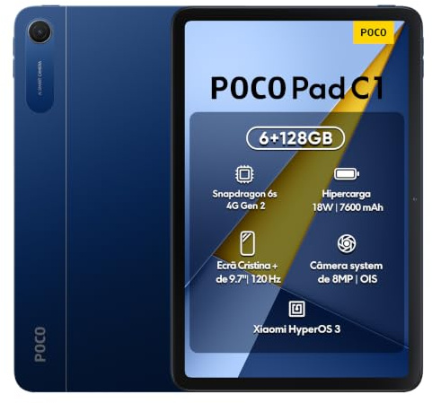 XIAOMI Poco Pad C1 Tablet 6+128GB 9.7 Inch 2K 120Hz Crystal Clear Solid Display 7600mAh (Type) Battery WiFi Version Charger Included (Blue)