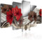 decomonkey Bilder Blumen Lilien 200x100 cm XXL 5 Teilig Leinwandbilder Bild auf Leinwand Wandbild Kunstdruck Wanddeko Wand Wohnzimmer Wanddekoration Deko Abstrakt rot braun grau