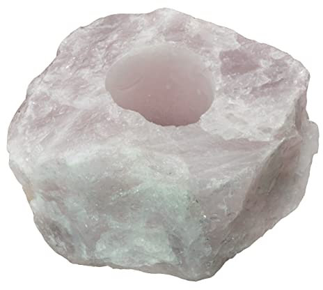 CrystalAge Portacandele in quarzo rosa ~ 10 cm