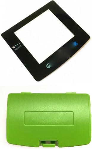 Green Battery Case Cover & Screen Lens For Game Boy Color GBC System Replacement (with Back Adhesive)
