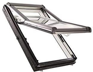 Roto Designo R7 WDF R75_K W WD AL Hoch-Schwingfenster aus Kunststoff mit Wärmedämmung und Eindeckrahmen (Eindeckrahmen: EDR Rx WD 1x1 EZI AL, 74 x 98)