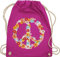 Turnbeutel Rucksack - Sprüche Statement - Peace Flower Power Hippie Peace Zeichen I Friedenszeichen I 90er I 70er - Unisize - Fuchsia - festival turnsack mit aufschrift 90s beutel sportbeutel retro