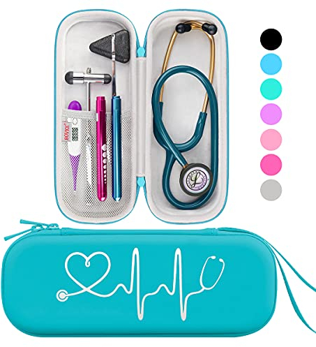 BOVKE Stethoskop Fall für 3M Littmann Classic III, Lightweight II S.E, MDF Acoustica Leichtes Stethoskop, zusätzlicher Raum für medizinische Bandage Schere EMT Trauma Schere und LED Penlights,Smaragd