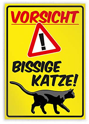 Kiwistar - Vorsicht bissige Katze Parkplatzschild PVC - 30 x 21cm