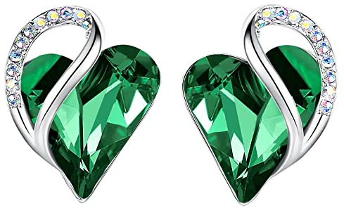 Leafael Infinity Liebe Herz Geburtsstein Ohrringe für Frauen, Kristall-Ohrstecker mit Premium-Kristallen, Allergie-freien Schmuck für Frauen mit Geschenk-Box, Silber-Ton Geburtsstein damenohrringe