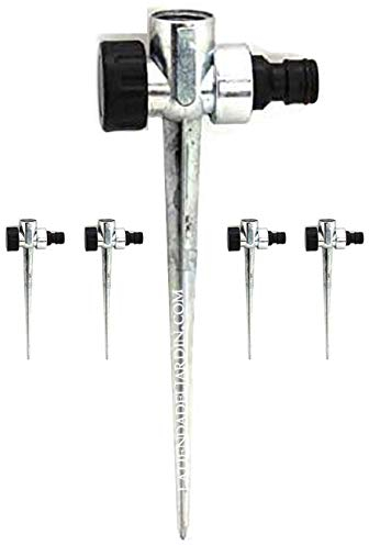 Suinga Pack 5 Pincho Porta Aspersor metal 1/2'' | Soporte para Aspersores de riego | Pincho para clavar en césped | Rosca superior hembra 1/2. Rosca lateral 3/4, gris