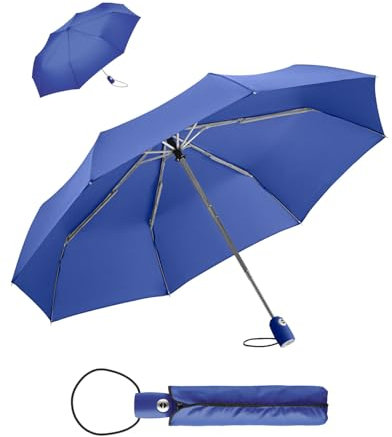 FARE Regenschirm (euroblau) - öffnet & schließt automatisch - kompakt, windsicher, sturmfest & wasserabweisend - stabiler Taschenschirm - Perfekter Begleiter für Damen und Herren