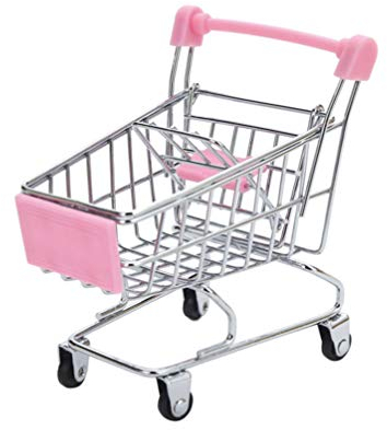 HEALLILY Mini-Einkaufswagen, Supermarkt, Einkaufswagen, Puppen-Zubehör, Spielzeug für Teenager, Kinder, Rosa