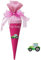 Geschwistertüte aus Stoff 35 cm Traktor mit Name bestickt Schultüte Junge blau rot türkis rosa lila pink flieder, Farbe:pink