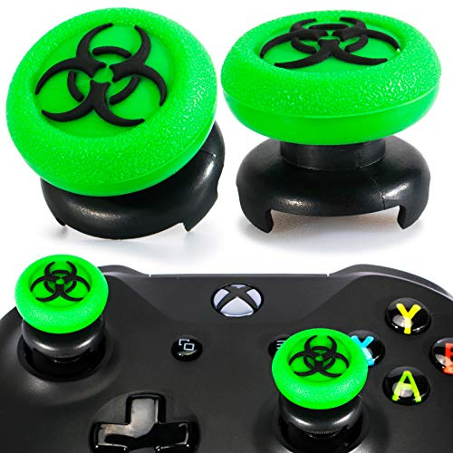 Playrealm FPS Thumbstick Grip Agarres para el Pulgar Extensor Y Textura 3D Caucho Silicona Apretón Cubrir 2 juegos para Xbox Series X/S & Xbox One Mando (Bioh Verde)